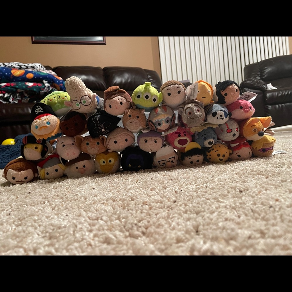 34 Disney tsum tsums never played with, they were on a shelf